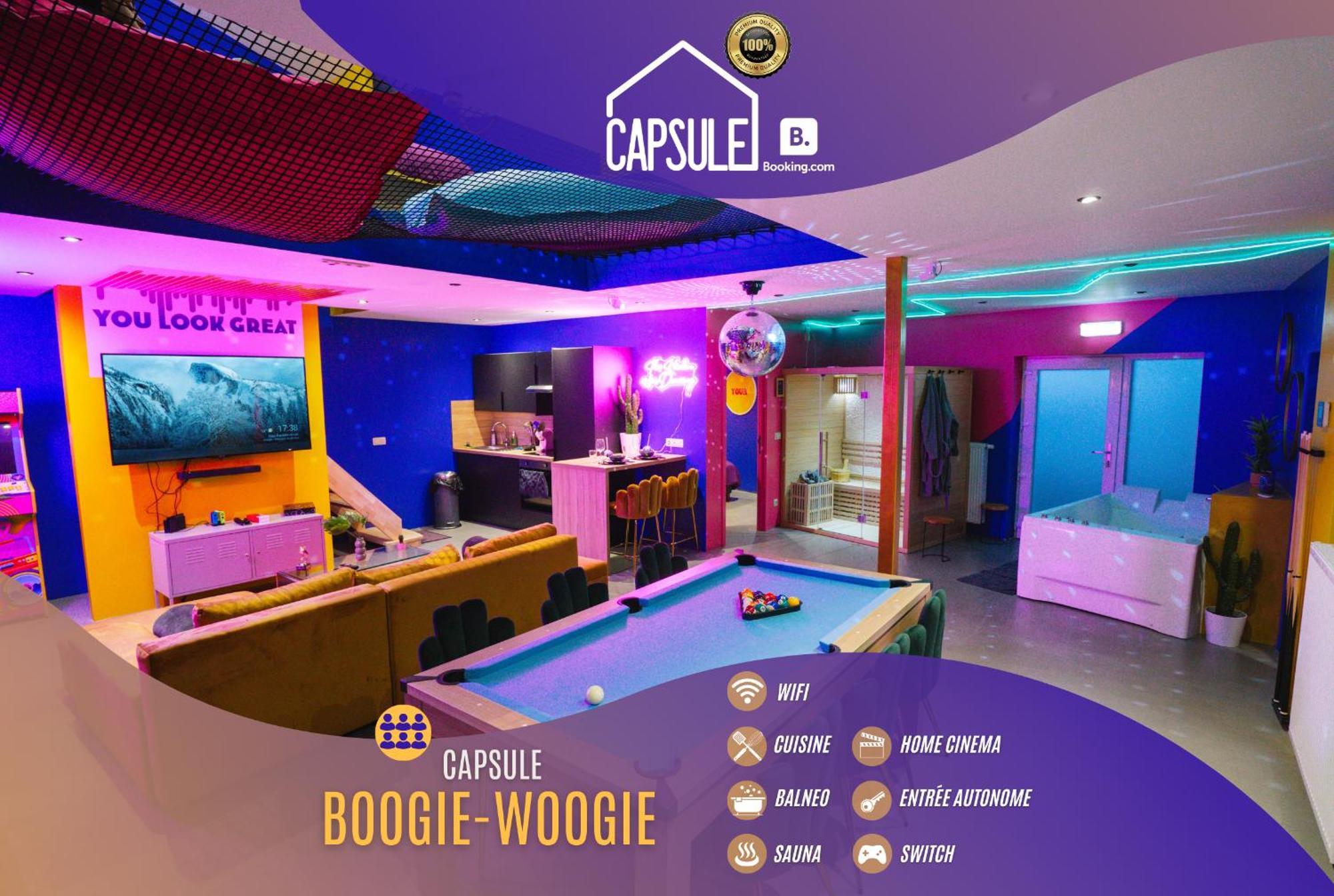Capsule Boogie-Woogie - Jacuzzi - Sauna - Billard - Jeux - Ecran Geant - Filet Suspendu - Netflix La Louviere Exterior photo